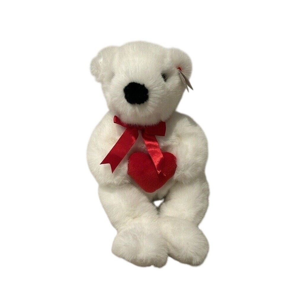 Ty Beanie Buddy Romeo Plush Bear Kids OS White Red Heart 1997 Vintage‎ Toy
